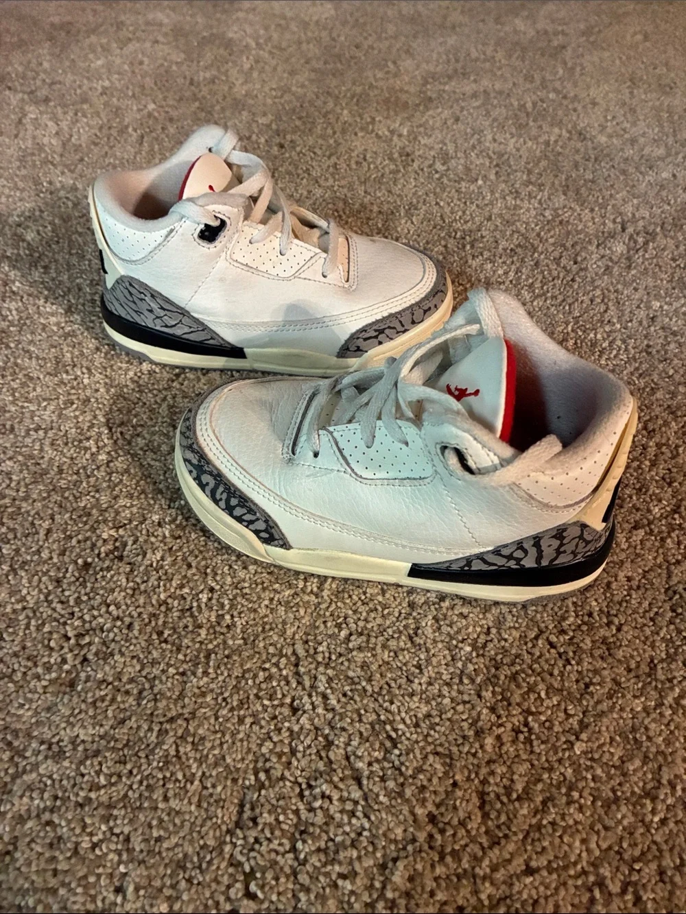 Nike Air Jordan 3 Retro White Cement Kids Sneakers Size 8C